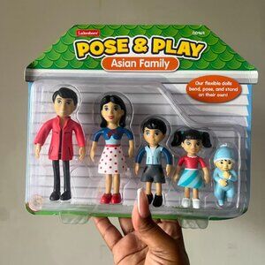 Lakeshore Pose & Play Dolls - Asian Family of 4 For Dollhouse Collectible